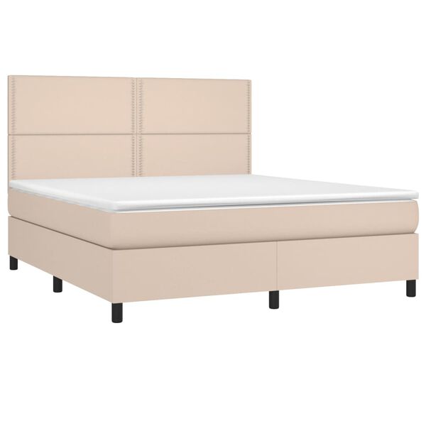 vidaXL Krevet box spring s madracem cappuccino 180x200 cm umjetna koža