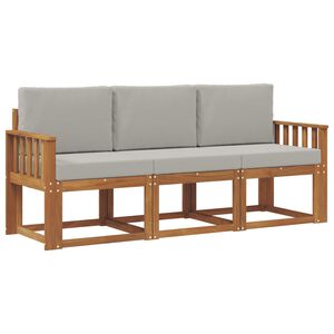 vidaXL Set vanjskih sofa s jastukom 3 pcs Prirodna i svijetlo siva