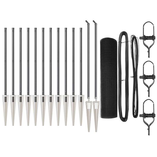 vidaXL Stup za ogradu Siva 25 x 0,4 m (19 x 19 mm mreža) Čelik i PVC