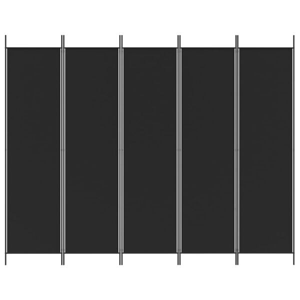 vidaXL Sobna pregrada s 5 panela crna 250x200 cm od tkanine