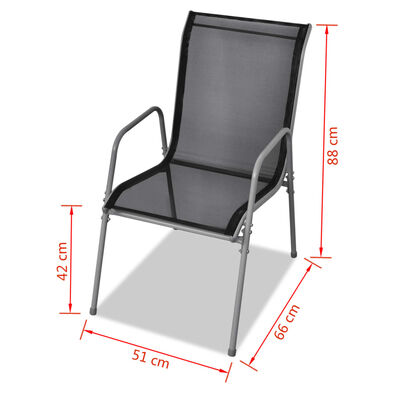 vidaXL Složive vrtne stolice 6 kom čelik i tekstilen crne