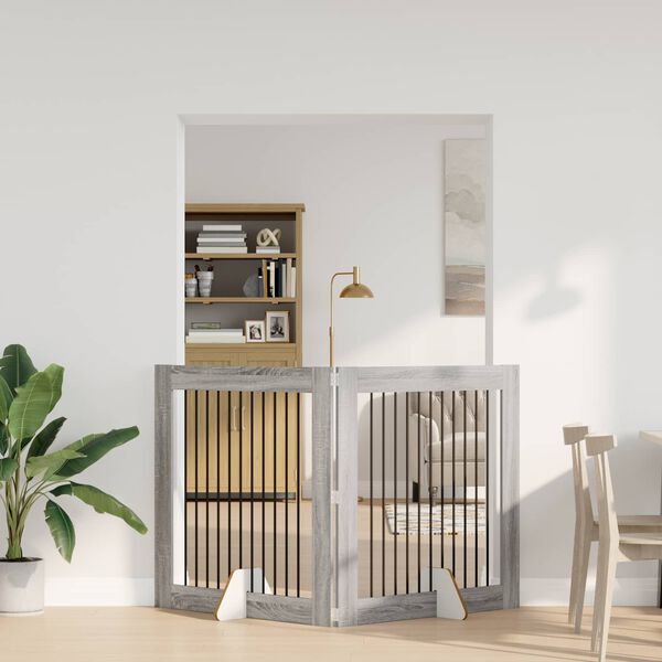 vidaXL Igraonica za pse 2 pcs Sivi Sonoma 100 x 100 cm Cinkani čelik