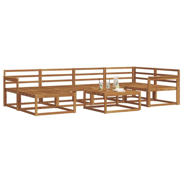 vidaXL Set vanjskih sofa 7 pcs Prirodna Čvrsto drvo akacije