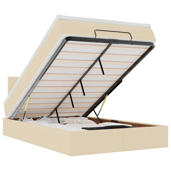 vidaXL Otomanski okvir kreveta s madraca krem 120x200cm od tkanine