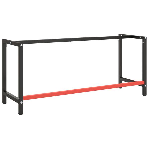 vidaXL Okvir za radni stol mat crni i mat crveni 180x57x79 cm metalni