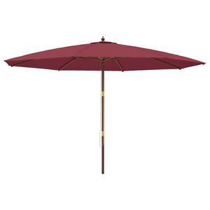 vidaXL Vrtni suncobran s drvenim stupom bordo 400 x 273 cm