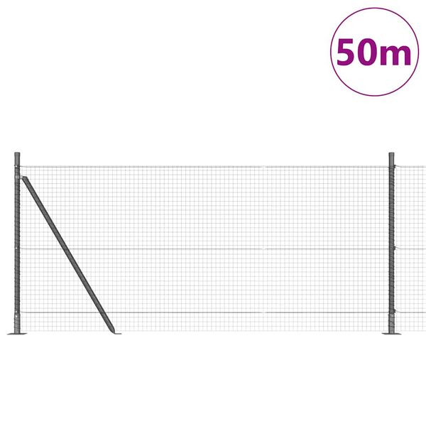 vidaXL Stup za ogradu Siva 50 x 0,8 m (25 x 25 mm mreža) Čelik i PVC