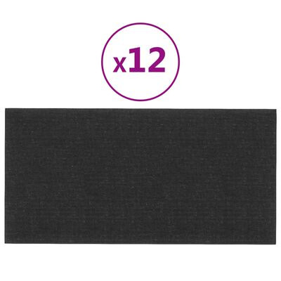 vidaXL Zidne ploče od tkanine 12 kom crni 60 x 30 cm 2,16 m²