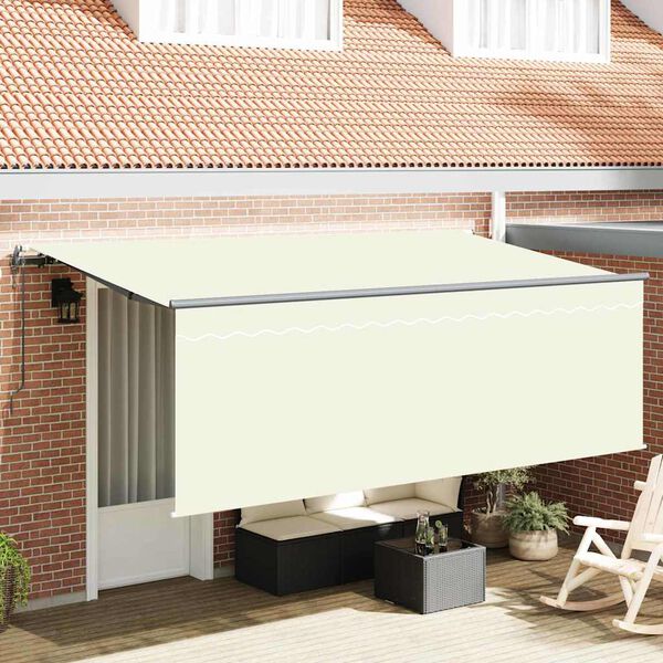vidaXL Skrovita tenda Krema 350 x 200 cm Poliester i aluminij