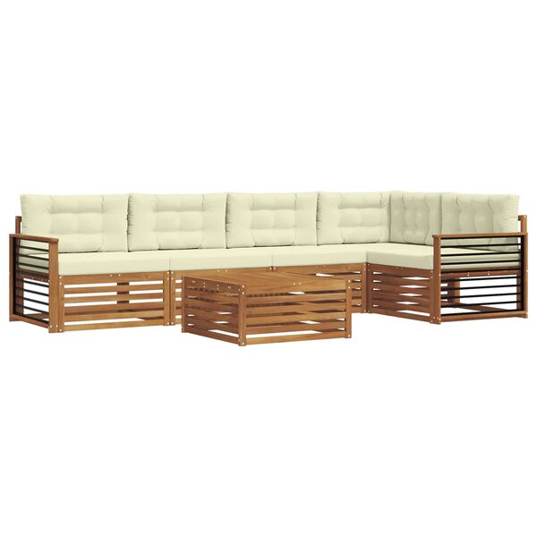 vidaXL Set vanjskih sofa s jastukom 6 pcs Prirodna i krem