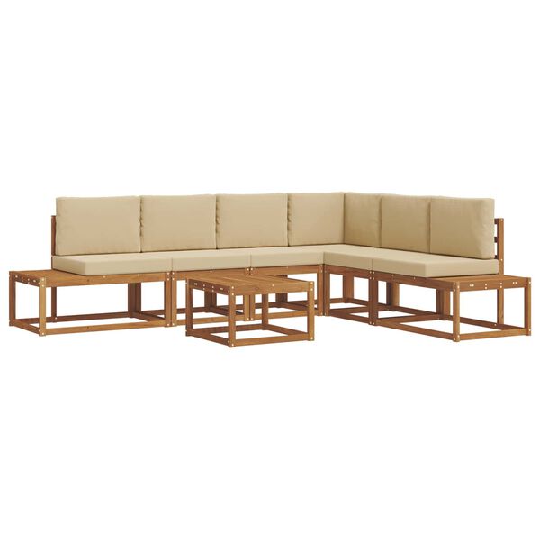 vidaXL Set vanjskih sofa s jastukom 7 Komad Prirodna i bež