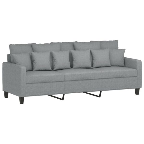 vidaXL 3-dijelni set sofa s jastucima svjetlosivi od tkanine