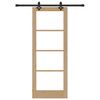 vidaXL Klizna vrata Prirodna 78 x 202 cm Masivna borovina i staklo
