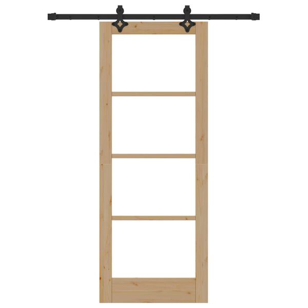 vidaXL Klizna vrata Prirodna 78 x 202 cm Masivna borovina i staklo