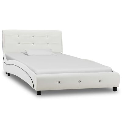 vidaXL Okvir za krevet od umjetne kože bijeli 90 x 200 cm