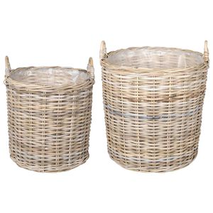 vidaXL Vazon ko&scaron; s pohranom 2 pcs Siva Lacak ratan