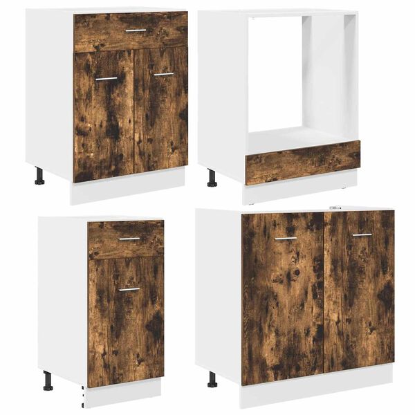 vidaXL Set kuhinjskih ormarića s ladicama Lyon 8 pcs Dimljeni hrast