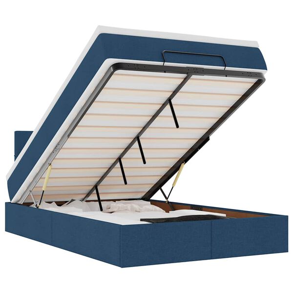 vidaXL Otomanski krevet madracem i LED plava 120x190 cm tkanina