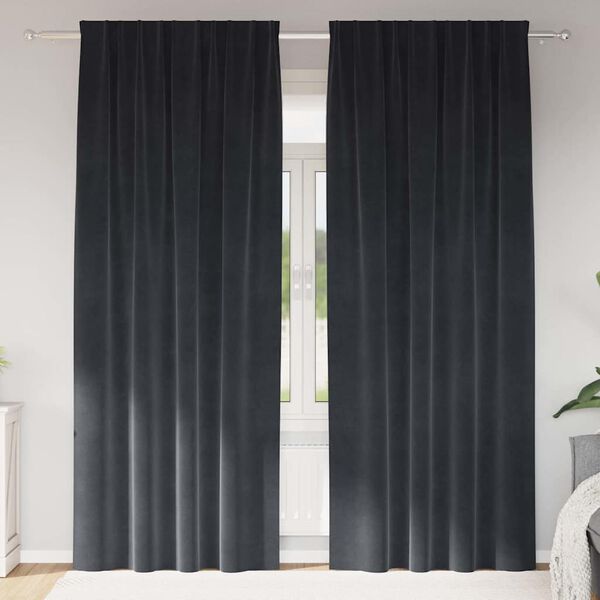 vidaXL Zavjese za zamračivanje 2 pcs Tamno siva 140 x 245 cm Bar&scaron;un