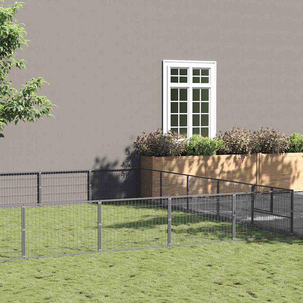 vidaXL Kavez za pse srebrni 45 m&sup2; čelični