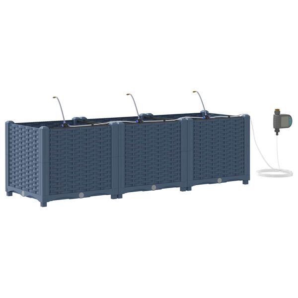 vidaXL Vrtna saksija 3 pcs Sivi 120 x 40 x 37,5 cm Plastika