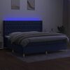 vidaXL Krevet box spring s madracem LED plavi 200x200 cm od tkanine