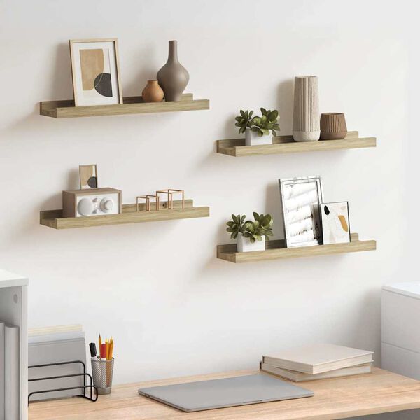 vidaXL Zidne police 4 kom boja hrasta sonome 40 x 9 x 3 cm