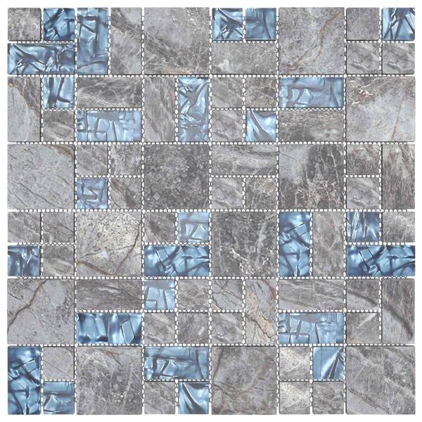 vidaXL Mosaic keramika 11 pcs Siva i plava 50 x 50 cm Stakl