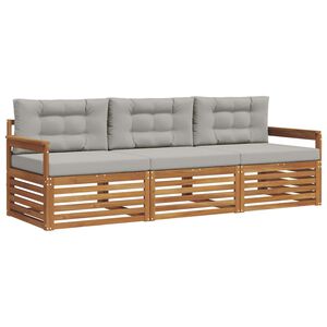 vidaXL Set vanjskih sofa s jastukom 3 pcs Prirodna i svijetlo siva