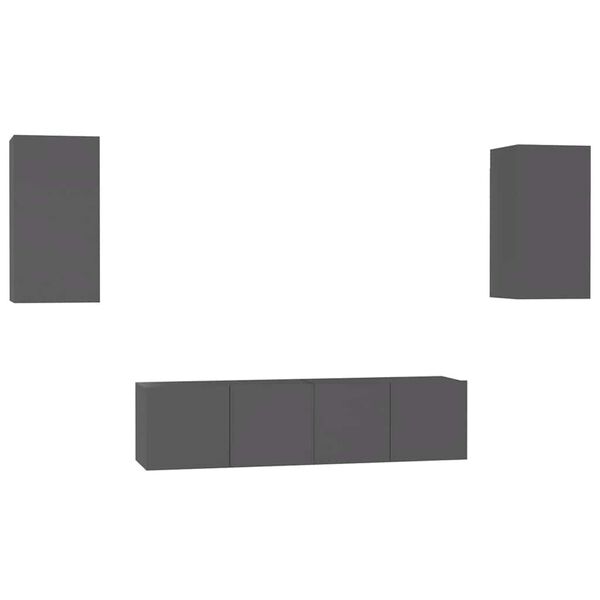 vidaXL 4-dijelni set TV ormarića sivi od konstruiranog drva
