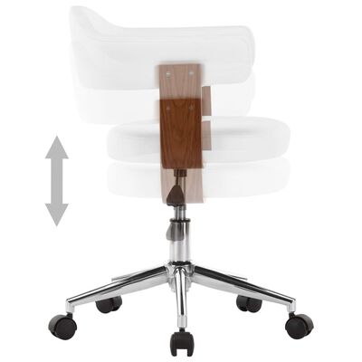 vidaXL Okretna blagovaonska stolica savijeno drvo i umjetna koža bijela