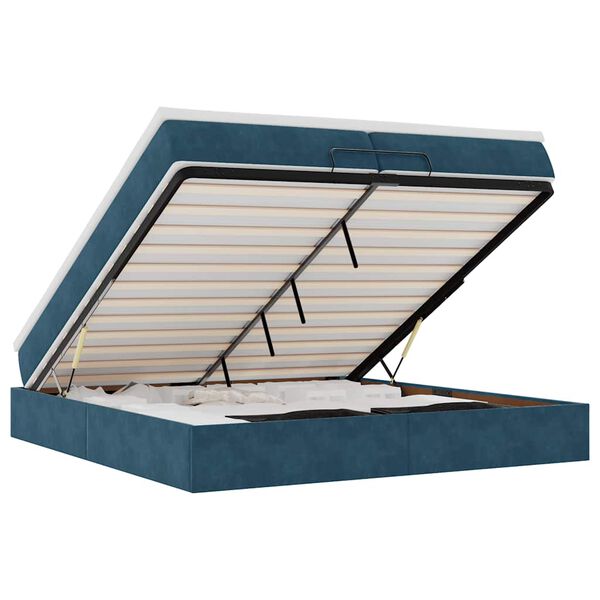 vidaXL Otomanski okvir kreveta s madracima plavi 200x200cm bar&scaron;unasti