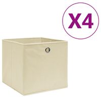 vidaXL Kutije za pohranu od netkane tkanine 4 kom 28 x 28 x 28 cm krem