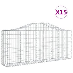 vidaXL Lučne gabionske ko&scaron;are 15 kom 200x30x80/100cm pocinčano željezo