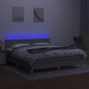 vidaXL Krevet box spring s madracem LED svjetlosivi 180x200 cm tkanina