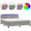 vidaXL Krevet box spring s madracem LED svjetlosivi 180x200 cm bar&scaron;un