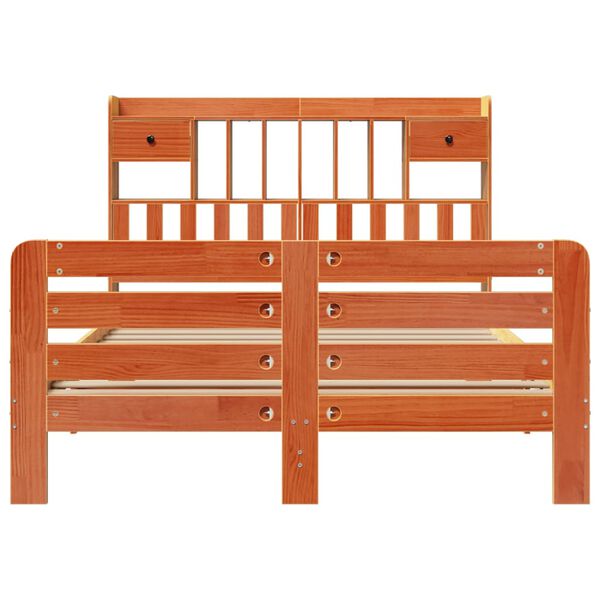 vidaXL Krevet s regalom za knjige bez madraca 160x200 cm od borovine