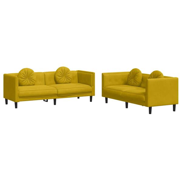vidaXL 2-dijelni set sofa s jastucima žuti bar&scaron;unasti