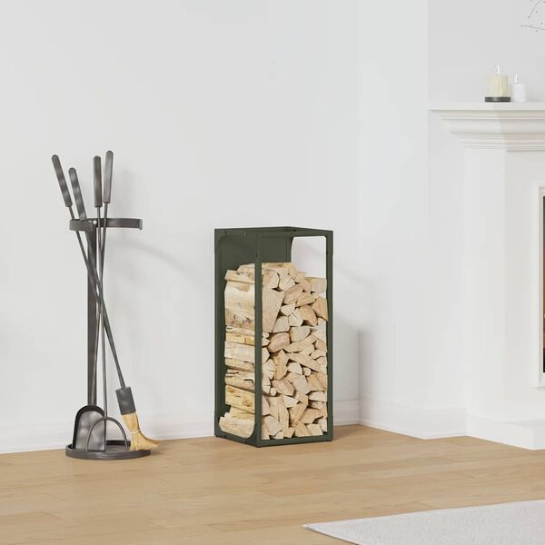 vidaXL Stalak za drva za ogrjev Maslinasto zelena 25x25x60 cm