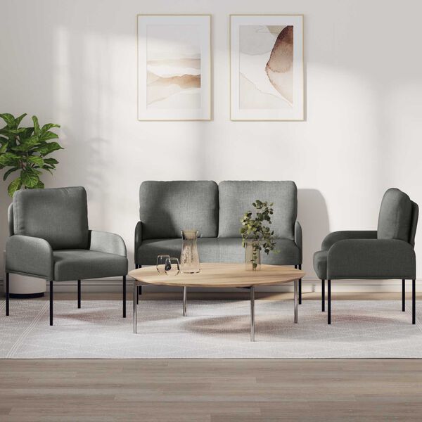 vidaXL Setovi sofa 3 pcs Tamno siva 115 x 56 x 80 cm &Scaron;perploča