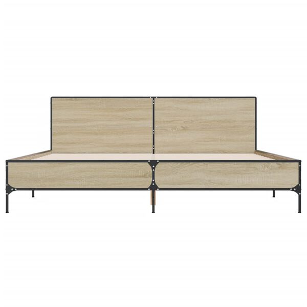vidaXL Okvir za krevet boja hrasta 180x200cm konstruirano drvo i metal