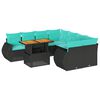 vidaXL 9-dijelni set vrtnih sofa s jastucima crni od poliratana