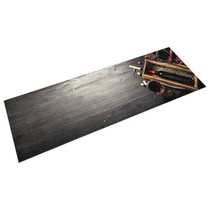 vidaXL Kuhinjski tepih perivi s uzorkom boce vina 45x150 cm bar&scaron;unasti