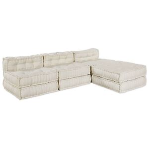 vidaXL Modularna sofa Tkanina Krem 210 x 140 x 56 cm