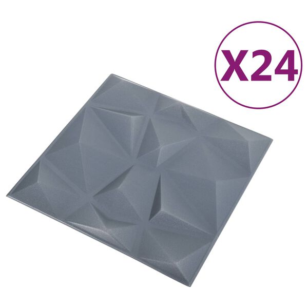 vidaXL Zidne panele 24 pcs Dijamant siva 50 x 50 cm XPS pjena