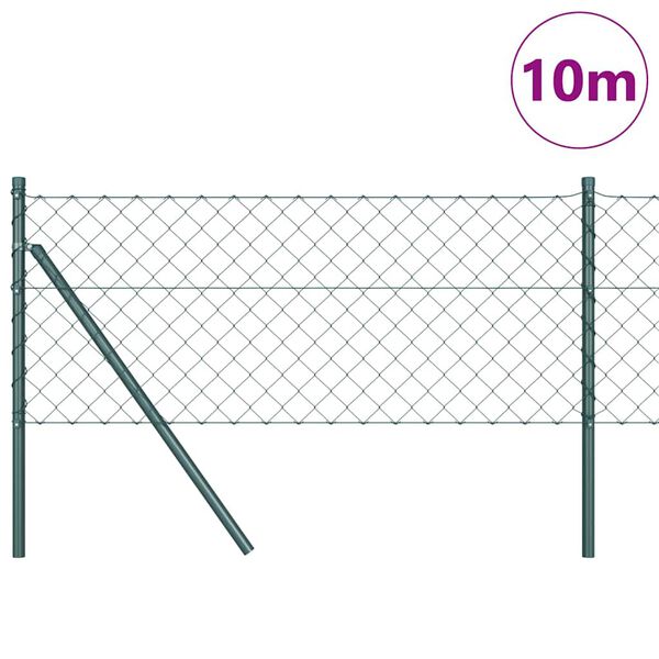 vidaXL Stup za ogradu Zelena 10 x 0,8 m (60 x 60 mm mreža) Čelik i PVC