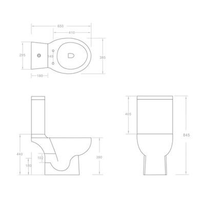 vidaXL Keramička toaletna školjka sa stražnjim protokom vode crna