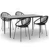 vidaXL 5-dijelni vrtni blagovaonski set od PVC ratana crni