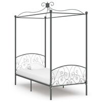 vidaXL Okvir za krevet s nadstrešnicom sivi metalni 90 x 200 cm