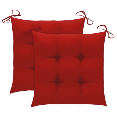 vidaXL Stolice Batavia s crvenim jastucima 2 kom od masivne tikovine